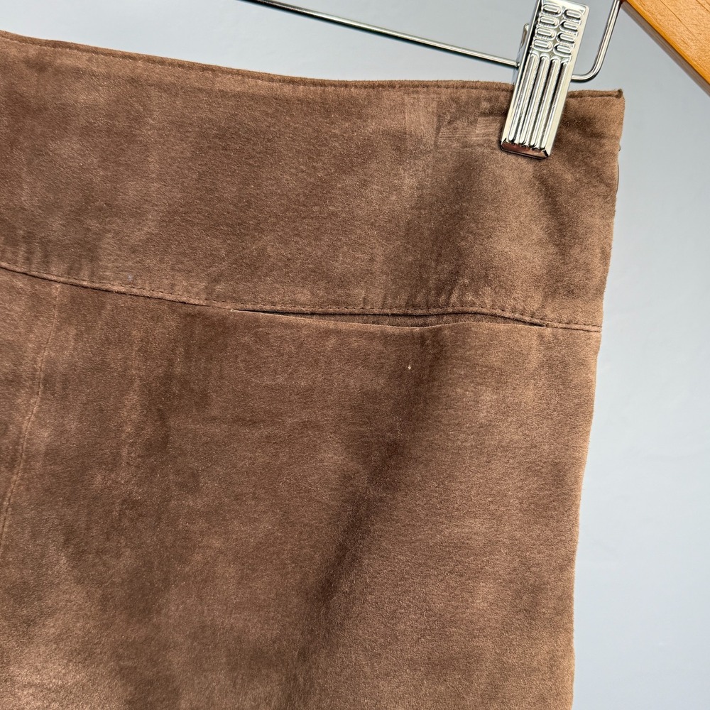 Y2K Mossimo Suede Mini Skirt Size 0 Chocolate‎ Brown A Line Lined - Picture 4 of 5